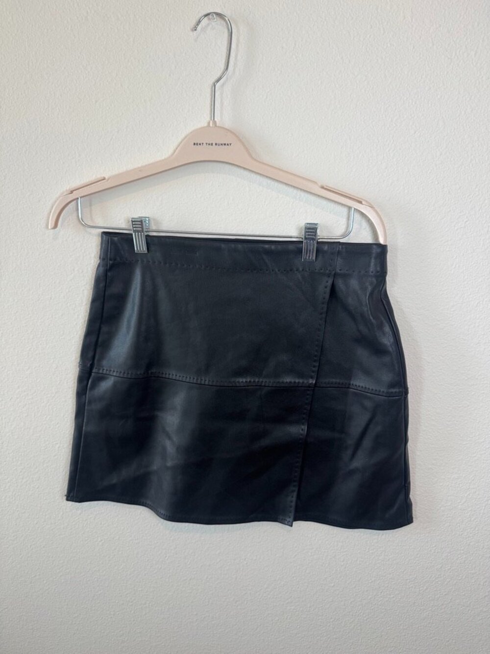 Max Studio Black Faux Leather Wrap Front Mini Skirt Size M - Picture 2 of 5